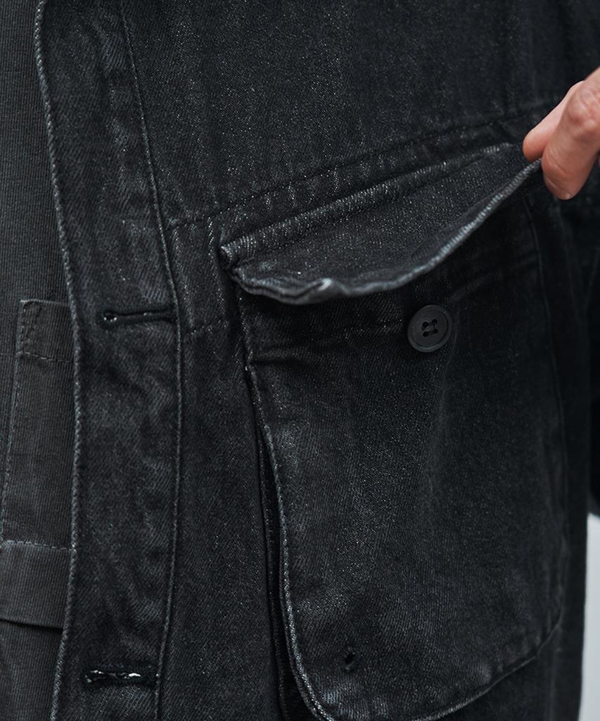 Maniamass Multi-Pocket Denim Fatigue Jacket (Rockchic Jk Bk)