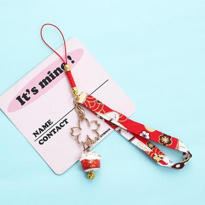 Bag Pendent Children Cherry Blossoms Lucky Cat Women Key Chain Car Key Ring Japanese Style Pendant