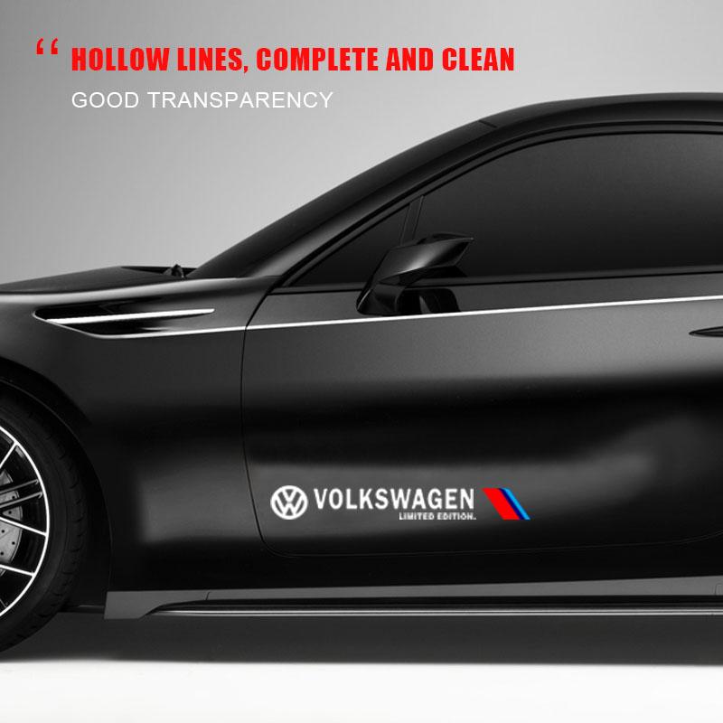 2pcs Car 3D Stickers Auto Side Body Sports Sticker Decals Car Accessories For Volkswagen Golf-4 5 6 7 Bora Jetta POLO MK4 MK6 Bora Passat