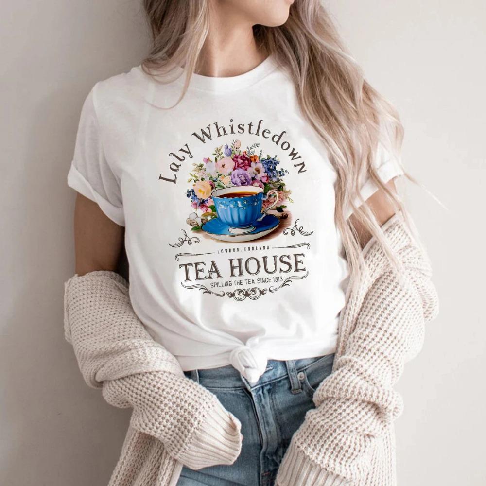 Teetasse Lady Whistledown Shirt Damen Grafik Harajuku T-Shirt Unisex Mode Manga Y2k T-Shirt kawaii Vintage Oberteile Weiblich