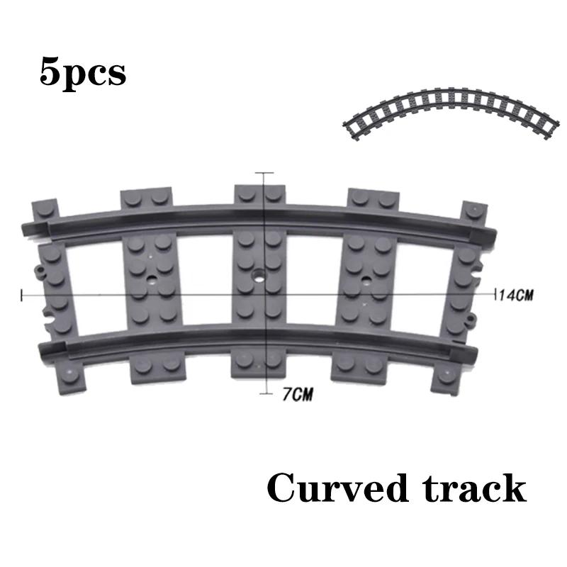 City Train Parts Tracks Train Station Bricks Railway Buffer Stop Model Rails Straight Curved Railways Building Blocks MOC Toys