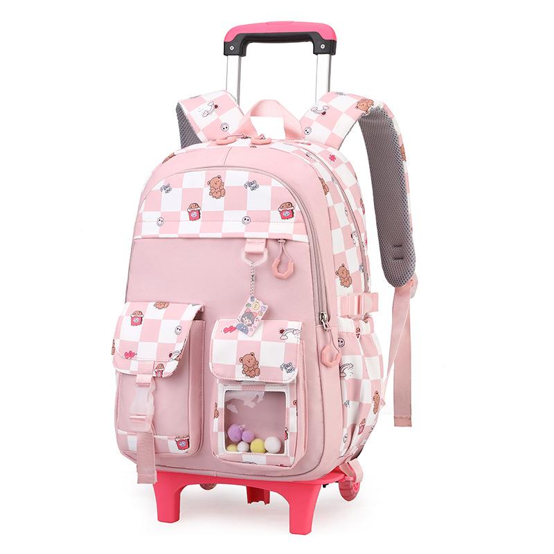 Zaino Scolastico per Bambini Zaino Cartone Animato per Studenti con Ruote Borsa Porta Libri Carina Zaino Scolastico su Ruote per Bambine Bambini Zaini con Ruote