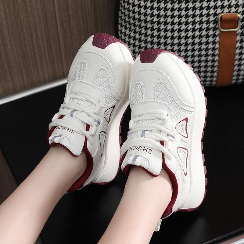 Autumn New Chunky Shallow Women Sneakers Designer All-match Mesh Breathable Casual Vulcanized Shoes Lace-up Female Running Shoes
