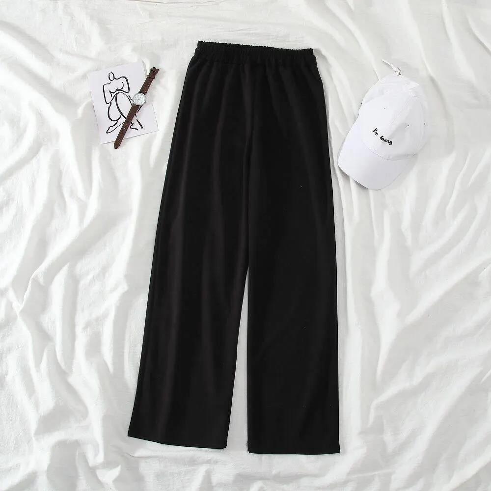 

Spring/Autumn Women s High-Waisted Wide-Leg Nine-Point Slimming Pants - Korean Style Casual Fit for Petite Figures 2XL recommended 125-138 jin
