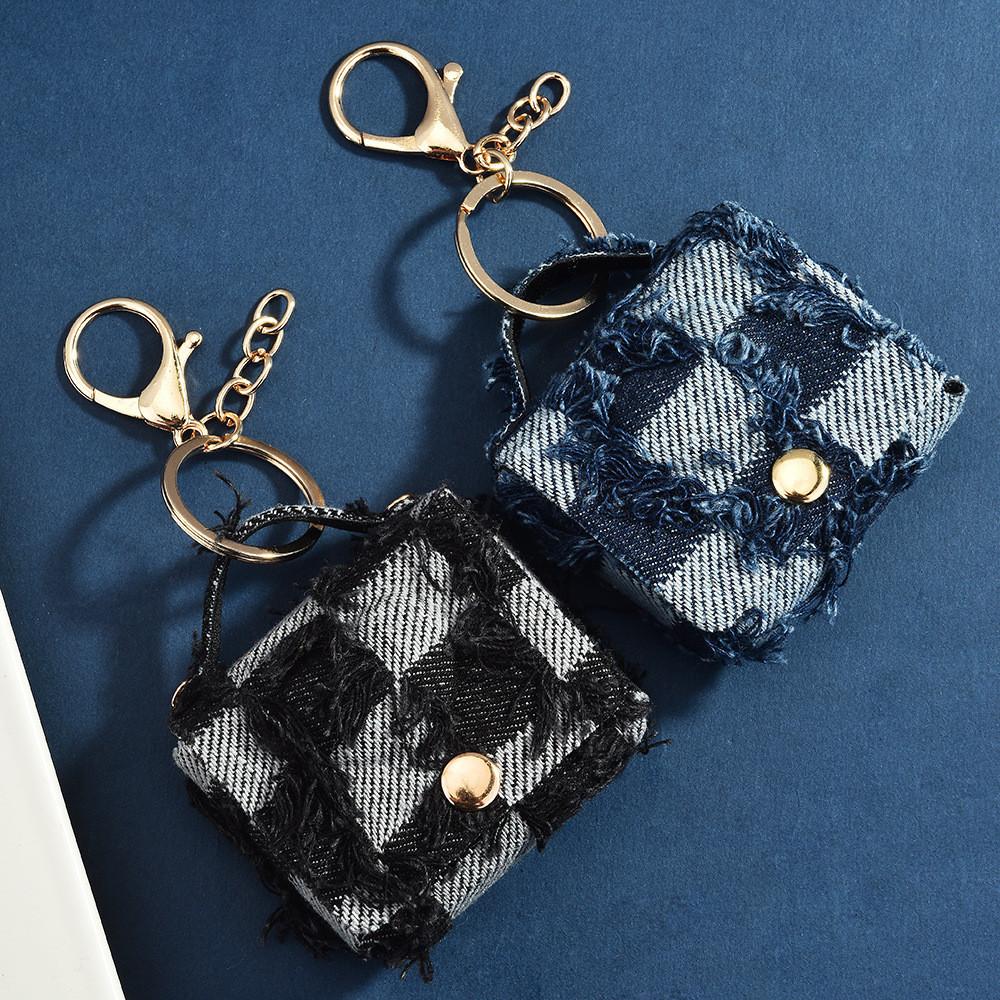 Denim Camo Mini Bag Pendant With Unique Prints Designs For Travel And Gift