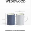 Blue Geometric Striped Bone China Mugs (Pair)