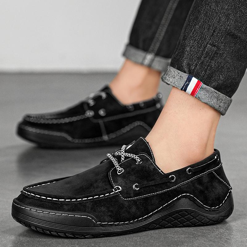 Fashion Genuine Leather Handmade Shoes Casual Men Leather Luxury Brand Designer Classic Breathable Soft Platform Walking Outdoor Flat