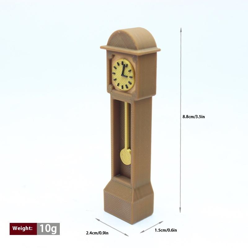 Dollhouse Mini Retro Standing Clock Model Miniature Floor Clock Wood Floor Clock Grandfather Clock Doll Furniture Model