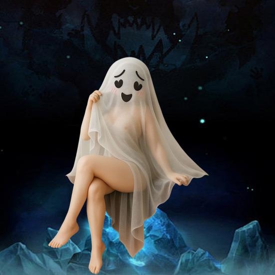 Funny Ghost Statue Creepy Parties Festivals Ornaments Halloween Decoration for Dark Romanticists Gothic Collectors