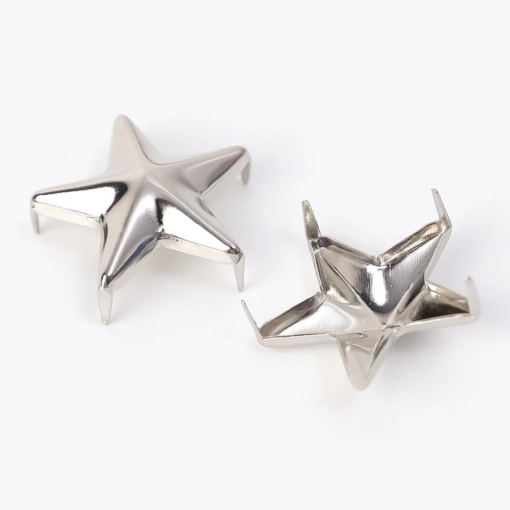 10-200 Stück Metall Stern Rock Punk Nieten Silber DIY Kleidung Schuhe Taschen Nieten Spikes Nähknöpfe Lederdekorationen 7/10/15/20mm