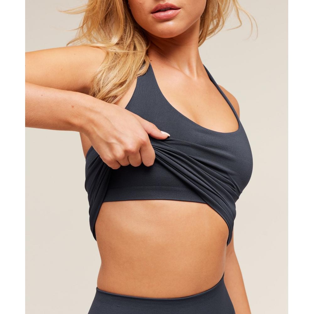 Gymshark Soft Sculpt Halterneck Tank With Shelf Heavy Blue B4c6j Uctn