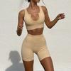 Girls' Summer  U-neck Vest Shorts Casual Sports Suit Sexy Yoga Suit Two-piece Set
