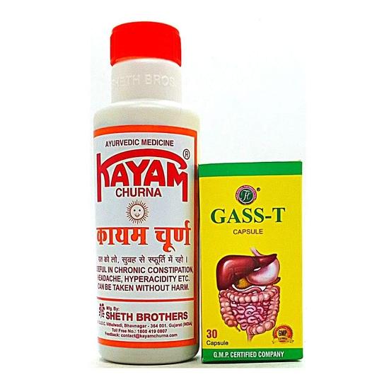 

Buy online kayam churna and Gass-T Capsule combo pack for Hyper-acidity.