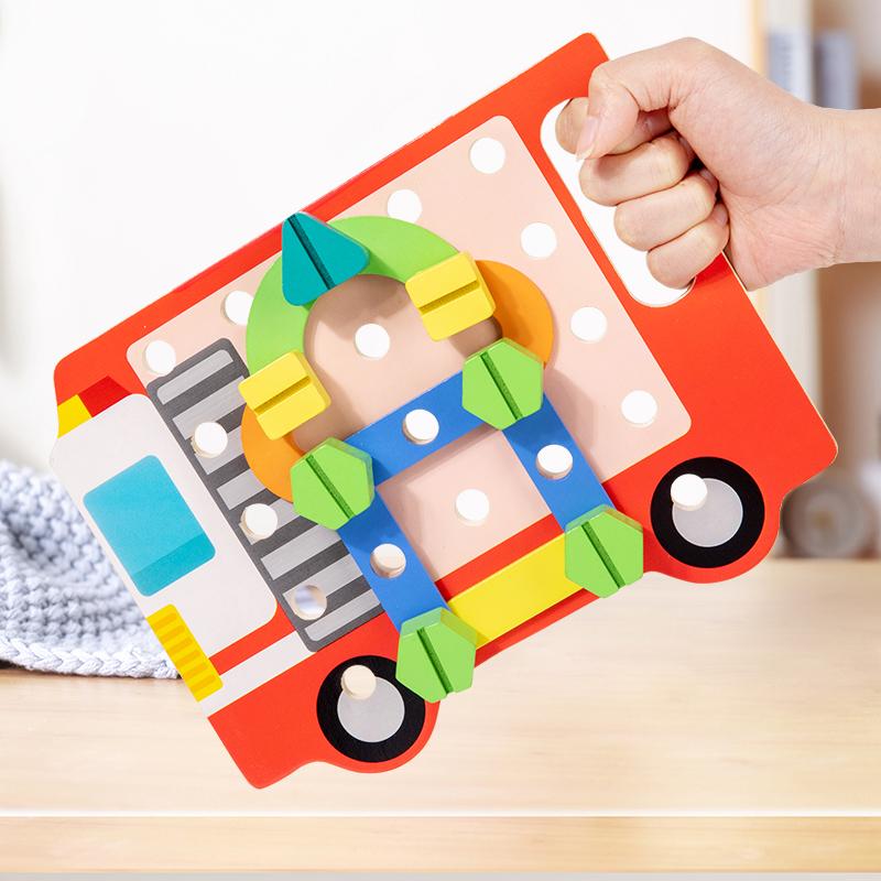 Wooden Screw Nut Disassembly Toy Kids Montessori Shape Match Puzzle Toys Color Sorting Educational Toys Fine Motor Skills Game