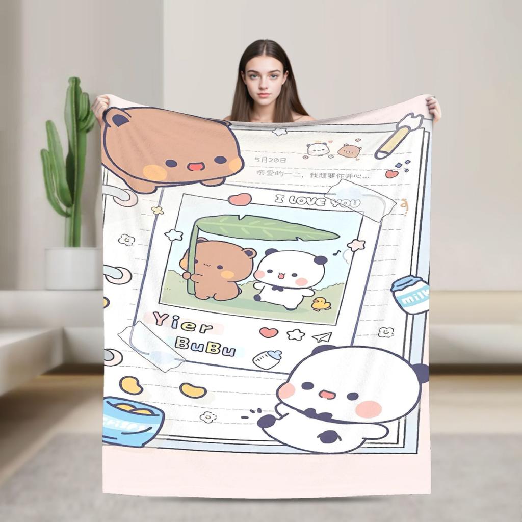 Bubu Dudu Flannel Blanket Winter Super Soft Throw Blanket for Kids Adult Outdoor Print Bedspread Sofa Bed Cover