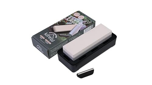NANIWA Kirelu Case Stand with Knife Sharpening Support Clip, QE-9100, Double-Sided Whetstone, Medium Whetstone #1000, Finishing Whetstone #3000