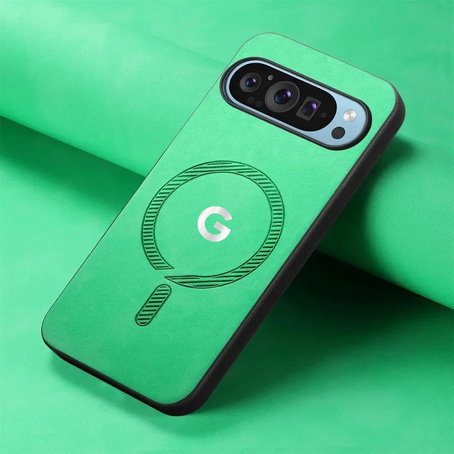 Módní kožené tenké pouzdro šetrné k pokožce pro Google Pixel 10 9 Pro XL 8 7 A Pro Magnetické nabíjení Celobalení Ochranný kryt proti pádu