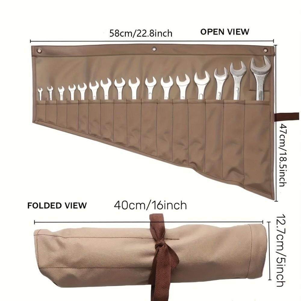 16-Pocket Tool Storage Bag Multi-Purpose Wrench Pouch Portable Wrench Storage Bag