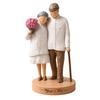 3D Printed Elderly Couple Figurines Old Couples Ornament with Wood Carving Texture Romantic