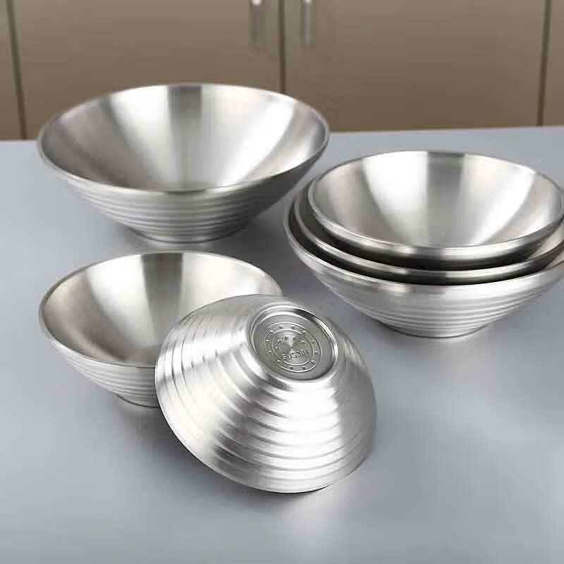 Wuhe 304 Stainless Steel Double-Layer Anti-Scald Conical Bowls