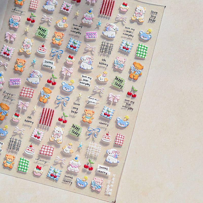 

Cute Animal Nail Sticker Relief New Arrival 3D Cute Pet Bear Dog Bows Nail Sticker Decorations Cute animal 4901((Relief))