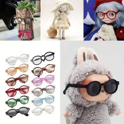 Multicolor Plastic Glasses 2.6inch Round Decorative Glasses Dress-up for Labubu Dolls Accessories Gift Toy-Fashion Mini Eyeglass