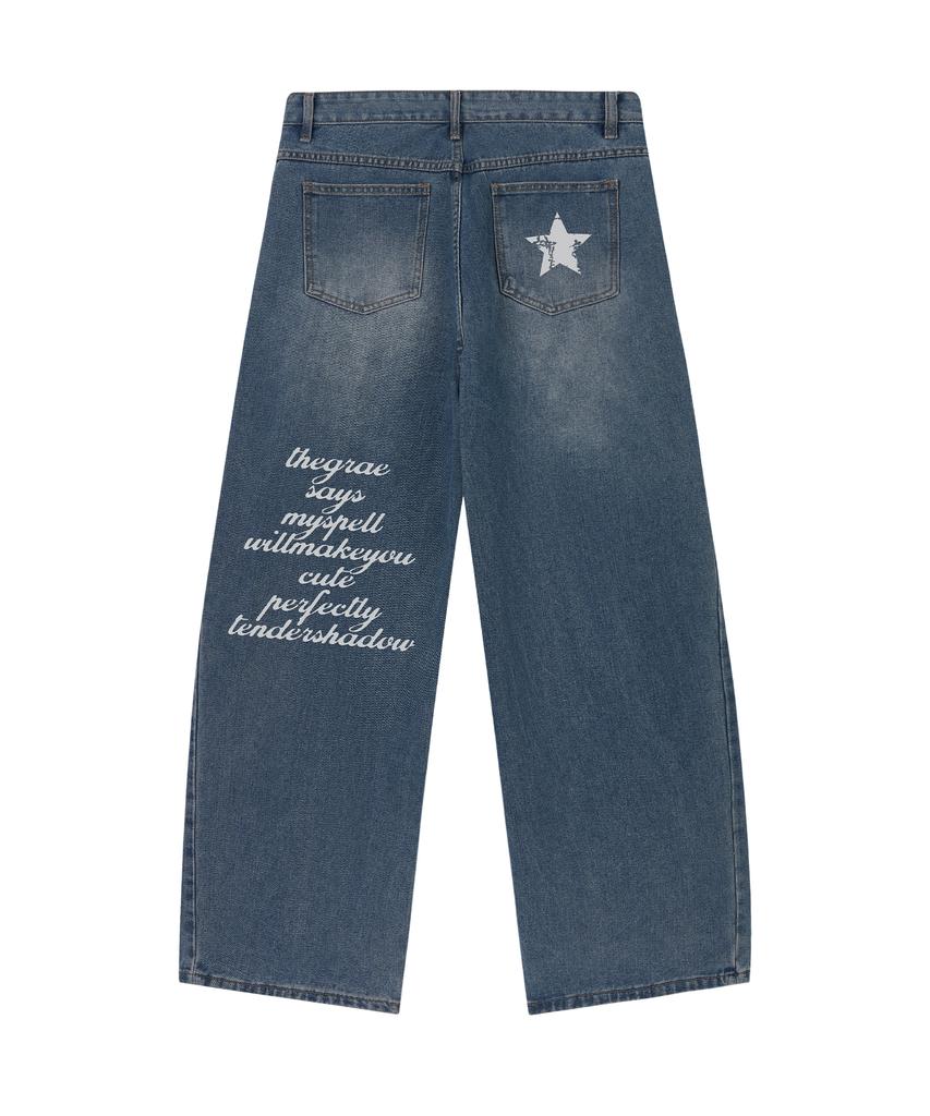 GRAVER [Unisex] Star H Wide Curved Jeans_3 Colors