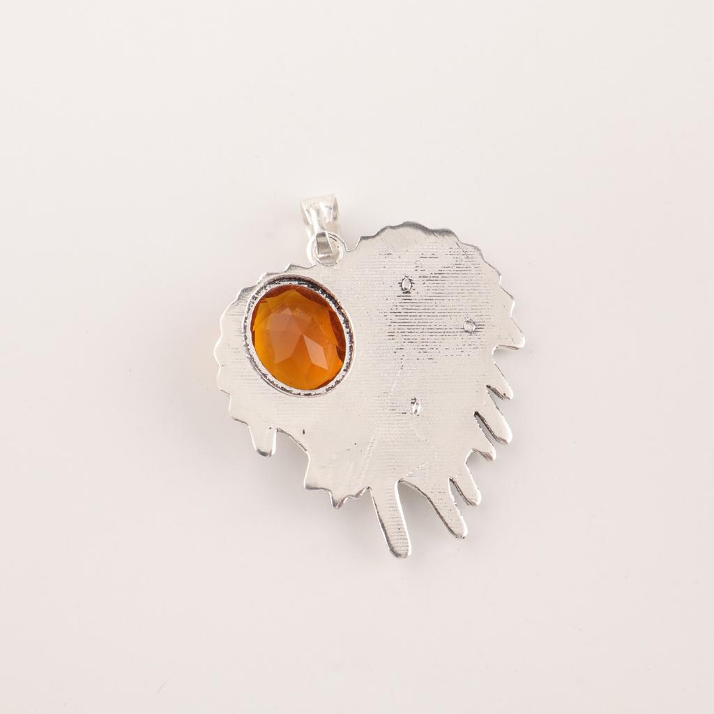 Natural Citrine Gemstone 925 Sterling Silver Jewelry Oxidized Bee Pendant 1.49" CP-28-1