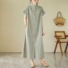 Short Sleeved Stand Up Collar Loose Casual Shirt Skirt