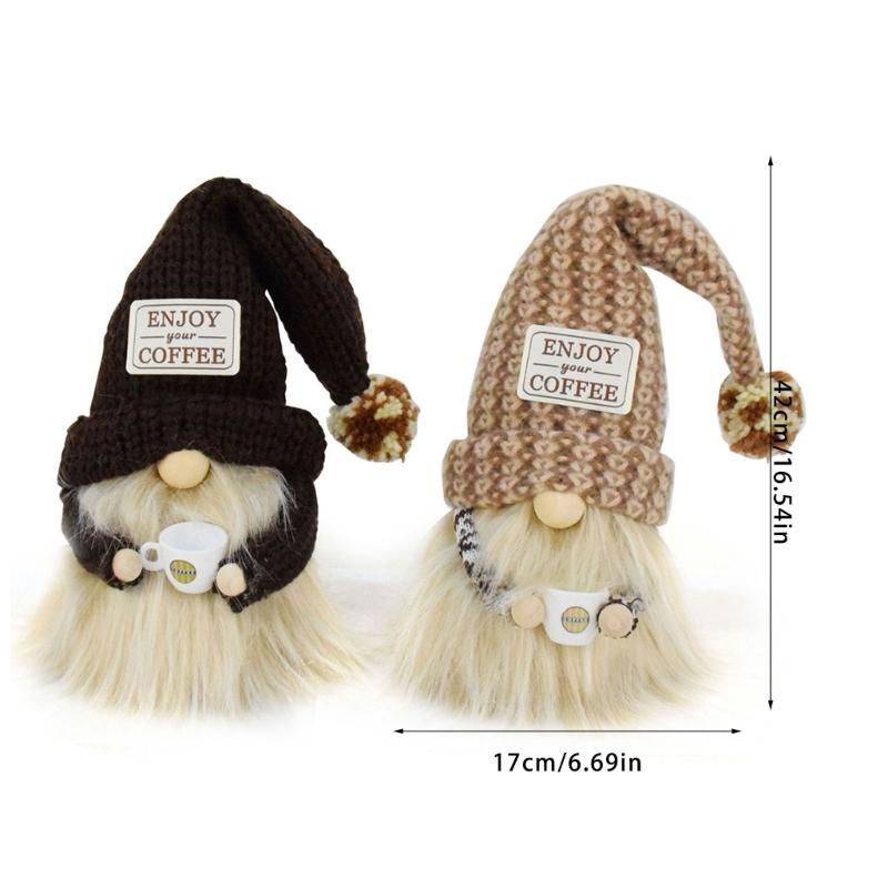 Coffee Gnomes Plush Decorations Handmade Scandinavian Swedish Tomte Figurine Farmhouse Decors for Kitchen Tiered Tray