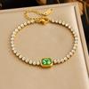 Gold Plated Emerald Cubic Zirconia Tennis Chain Bracelet