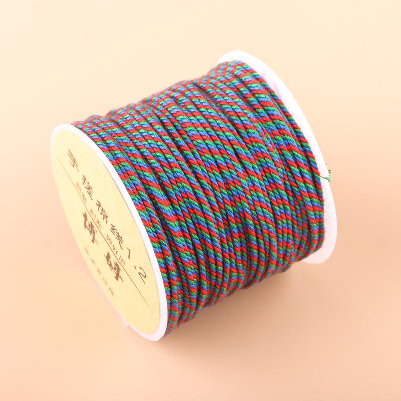 20m Multicolor Tie-Dyed Cotton Thread for DIY Moon Bodhi Bracelet