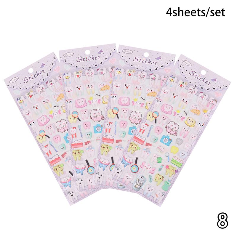 4 шт. Форма корінного зуба Милі стоматологічні наклейки у формі зуба Мультяшні зуби для стоматолога Стоматологічної клініки Дитячий Подарунок Дитячий Декор для стоматології