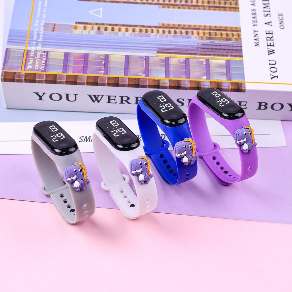 Trendy Waterproof LED Cartoon Dinosaur Watch for Primary School Students