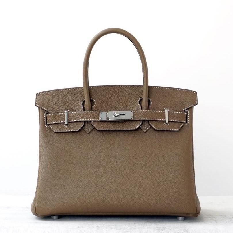 Medieval Retro Bag Leather Togo Lychee Pattern 25cm/30cm European and American Style Hand Bag