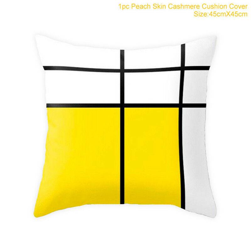 Classic Yellow Geometric Pillow Case Crafted From Luxurious Peach Skin Cashmere