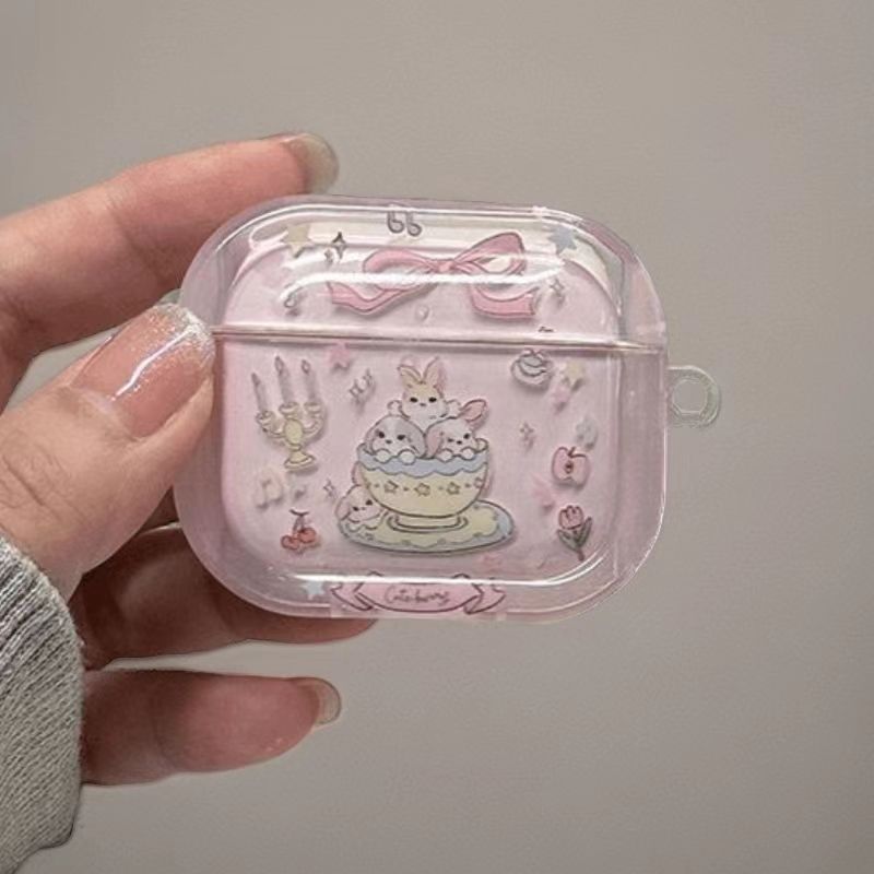 

Pink Tea Cup Rabbit E3 for BASEUS MC1 Pro Earphone Case M2s Cute Baseus W04plus Drop-Resistant Separates Noise Reduction Bluetooth 2025 Sheath M3s Fun BASEUS W04 Pro Teacup rabbit [single shell]]