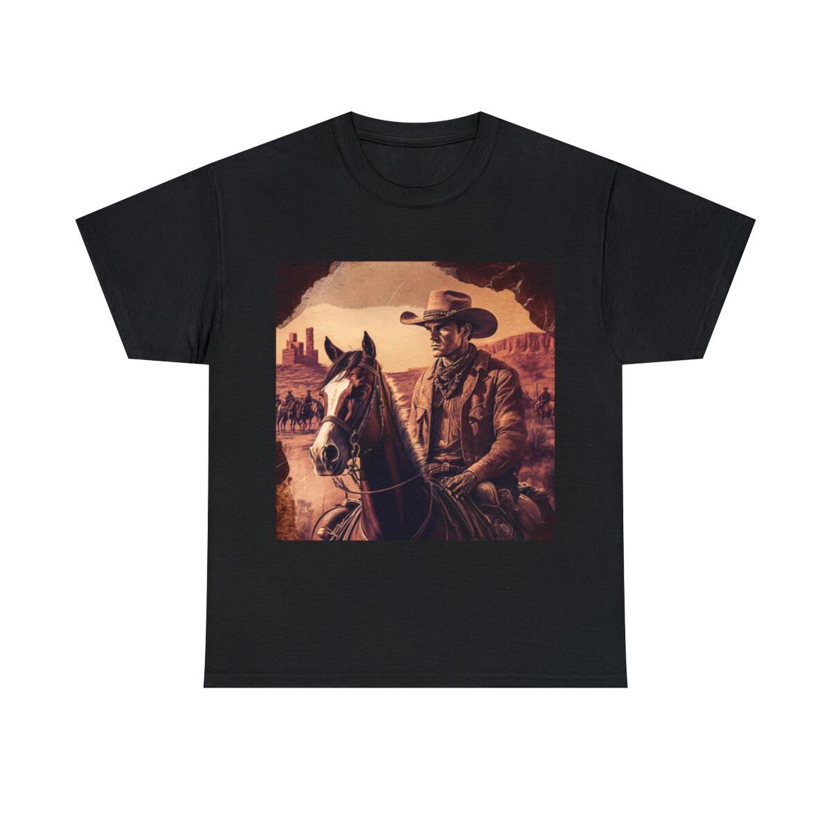 

Unisex Adult T Shirt Retro Western Movie Pattern Cowboy Rodeo Horse Cactus Cool M