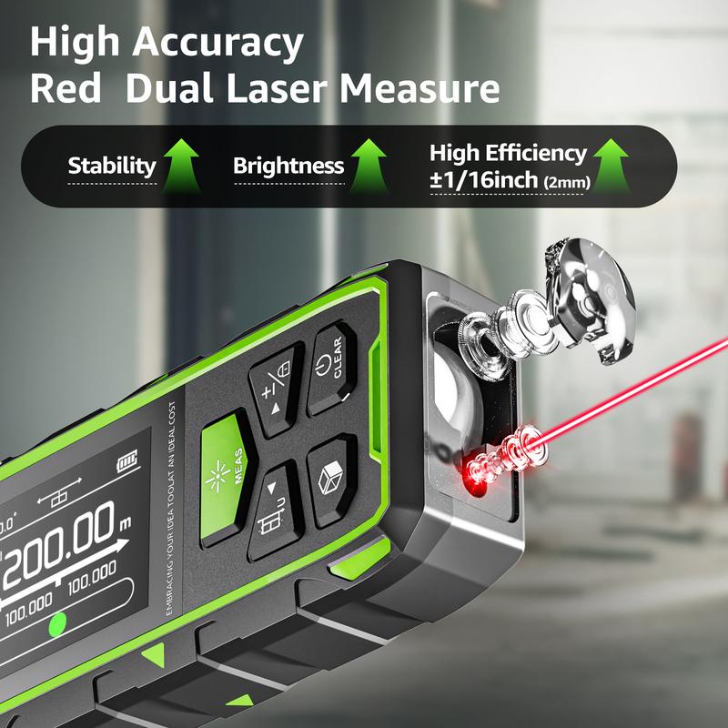 

Huepar Dual Laser Rangefinder Red Laser Meter 60M/120M/100M/200M High Accuracy Distance Measurement Tool With LCD Display & USB BLM-60(60M-120M)