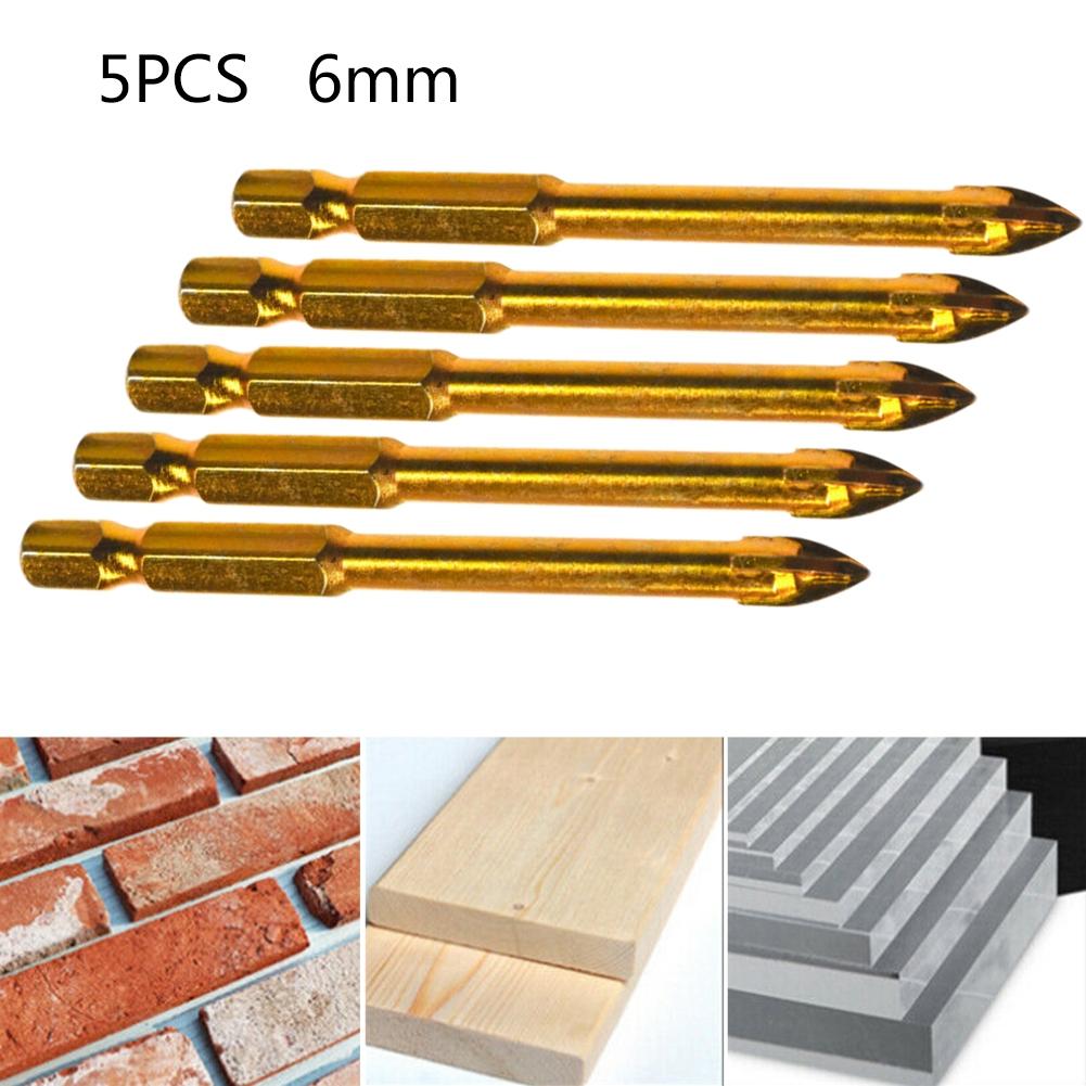 5pcs Drill Bits Glass Drill Titanium Ceramic Tile Marble