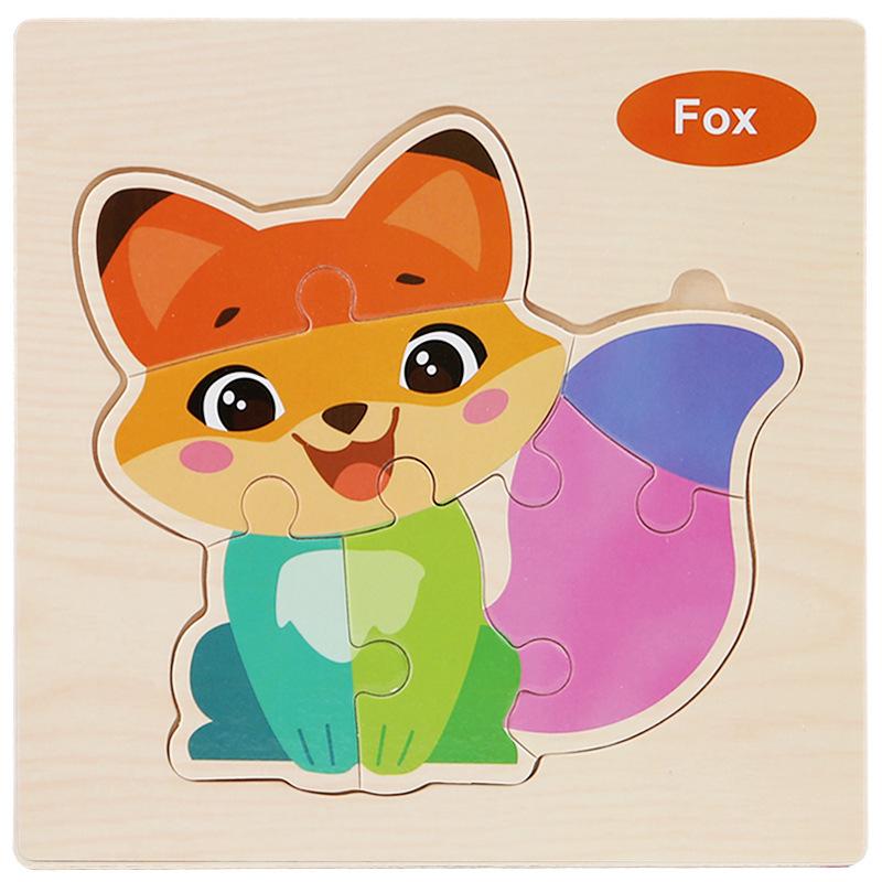 Wooden Cartoon Animal & Transport Puzzle for Toddlers, Educational Toy for Ages 2-3