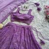 Lavender Embellished Georgette Lehenga Set - Perfect for Festivities & Weddings