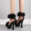 Women's Shoes High Heeled Nightclub Solid Color Thick Heel Mink Hair Fairy Catwalk 1106 Series 14cm Heel 4cm Platform LFD