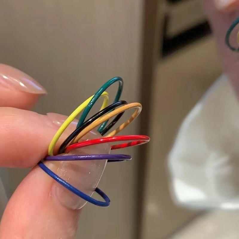 

7Pcs/Set Fashion Colorful Drop Oil Ultra-Fine Ring For Women Girls Party High-Grade Personalized Charm Jewelry Gift 1set 7pcs