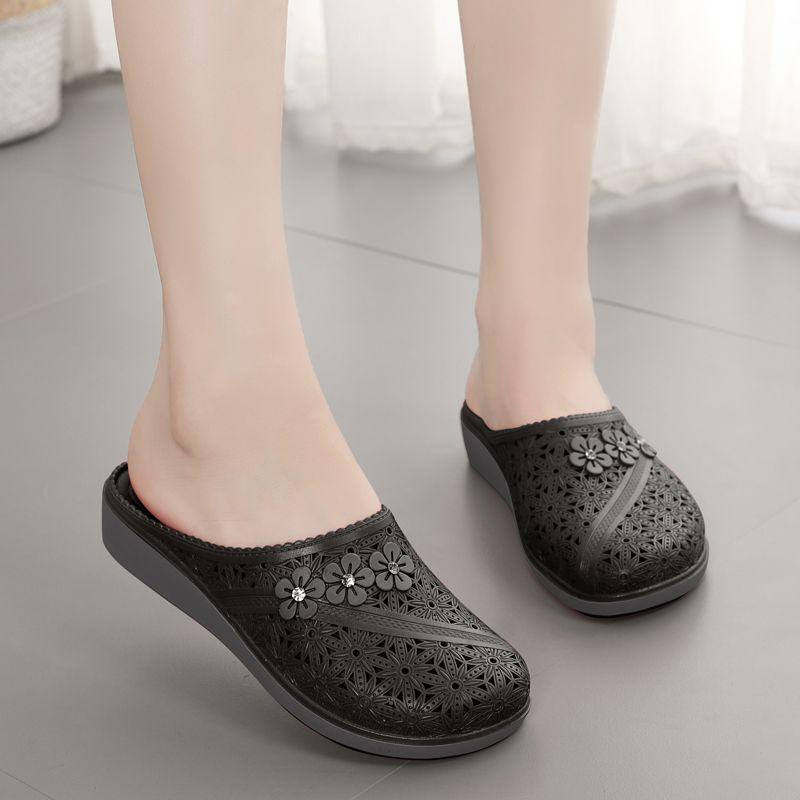 

Домашние тапочки: Женские летние сандалии на платформе Pine Cake, тапочки, водонепроницаемая нескользящая ажурная обувь на мягкой подошве для людей среднего и старшего возраста 39 чёрный