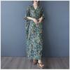 Women's Vintage Long Dress with Cotton and Linen Patterns