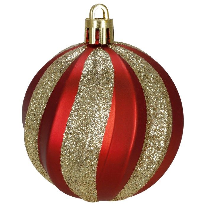 Boules de Noël - SPRINGOS - Lot de 6 - Rouge - 7 cm - Paillettes dorées