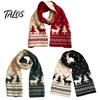 Christmas Red And Green Neck Warmer Winter Knitted Scarf for Women, Reversible Fair Isle Snowflake Reindeer Thick Polyester Autumn Scarf, Soft