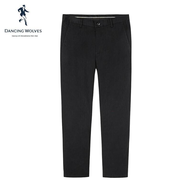 Dance with Wolves Men's Quality Cotton Stretch Business Casual Pants