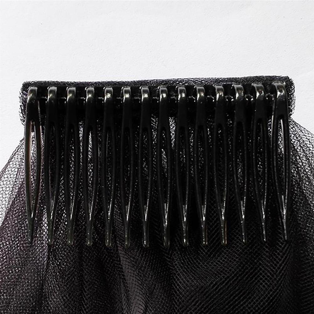 Black Two Layers Wedding Veils With Comb Lace Tulle Short Bridal Veil Accessories for Wedding